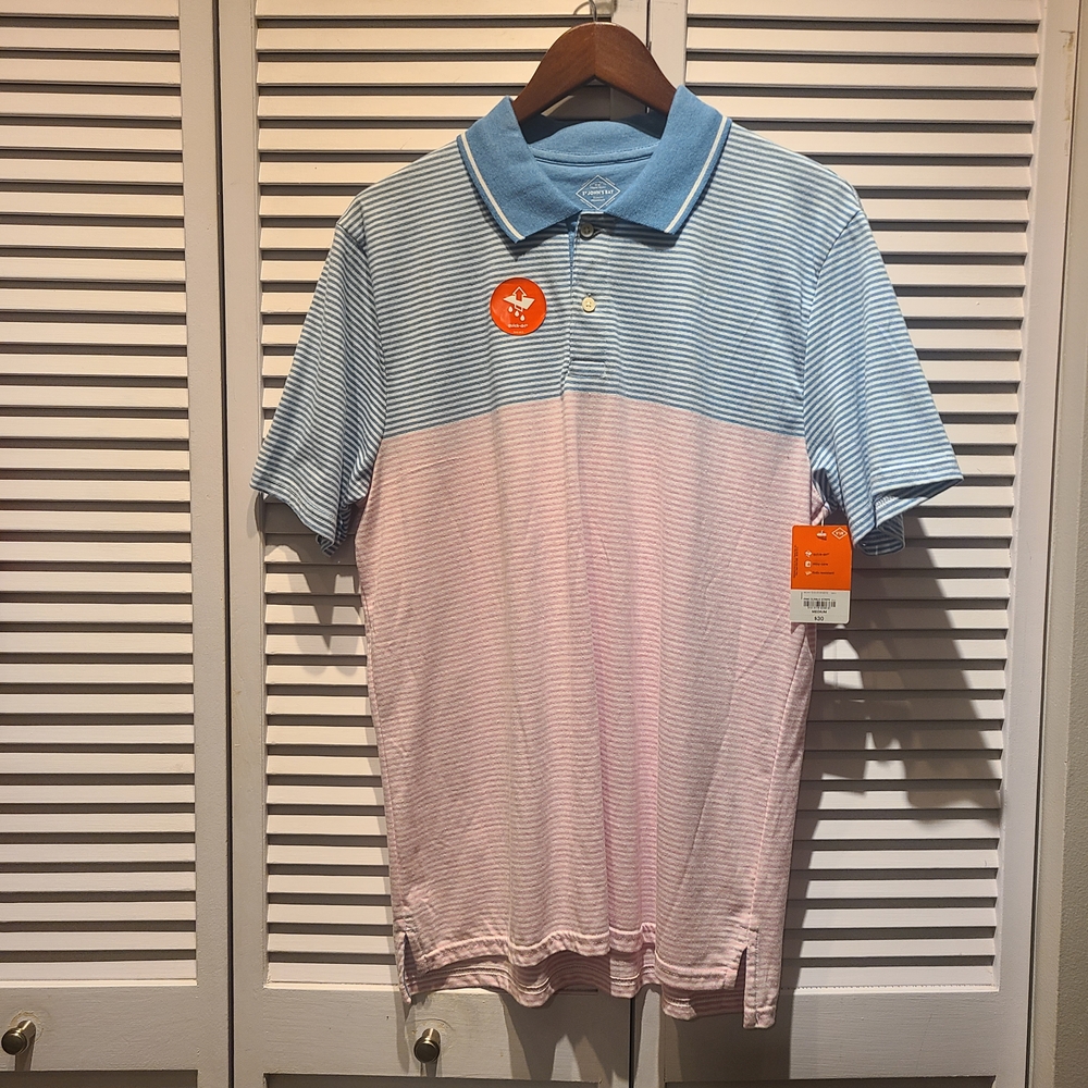 St. John's Bay Men's Striped Polo in Light Blue and Light Pink